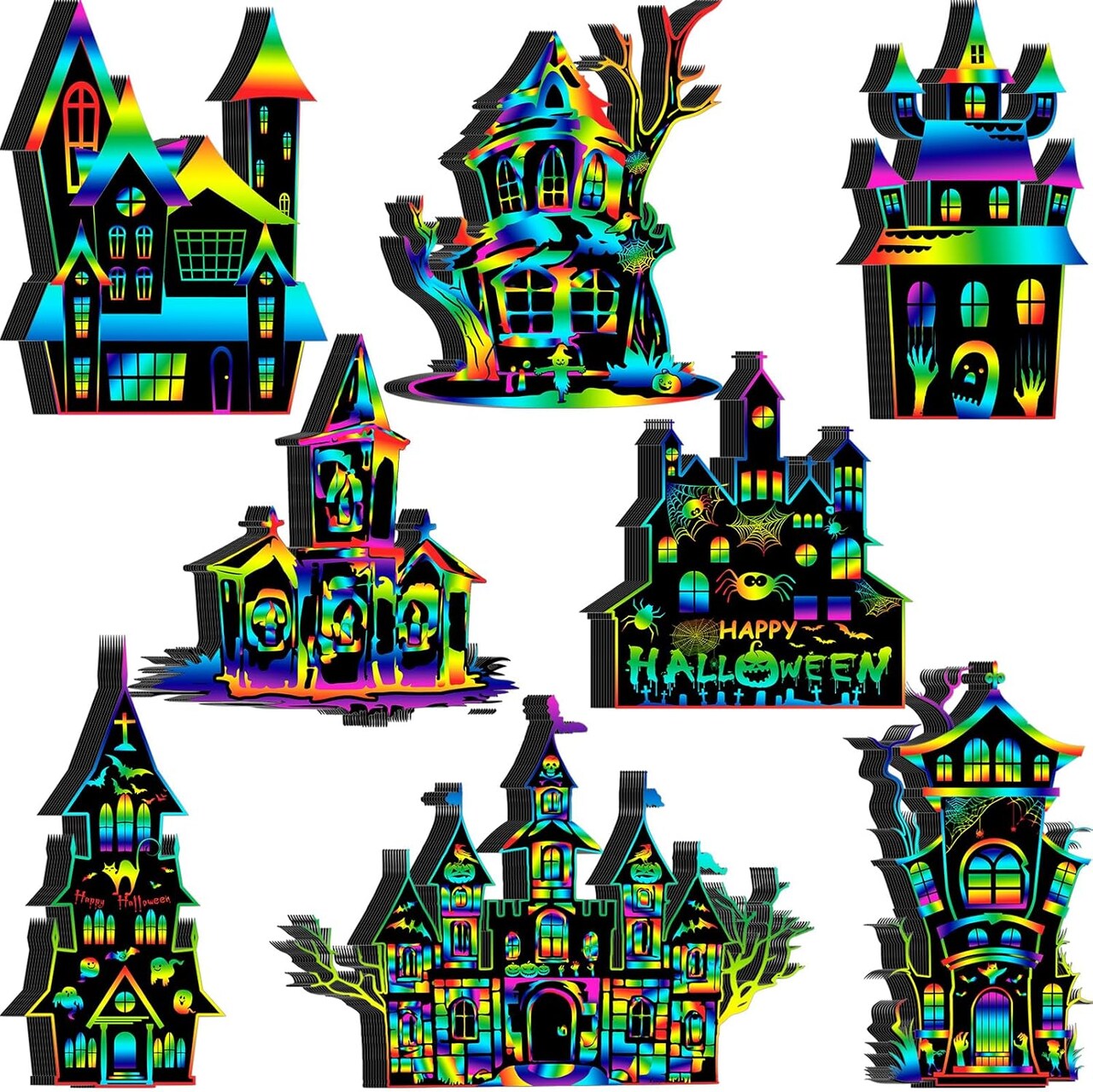 80 Pieces Haunted House Craft Scratch Cards - Halloween Craft Kits